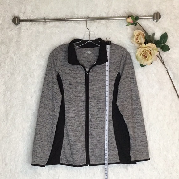 Made for Life Petite Full Length Zipper Heather Gray and Black Active Jacket - Picture 2 of 11